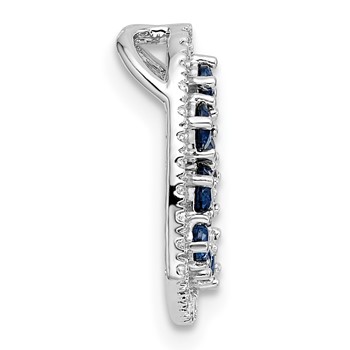14K White Gold Polished Diamond and Sapphire Heart Chain Slide — alternate view