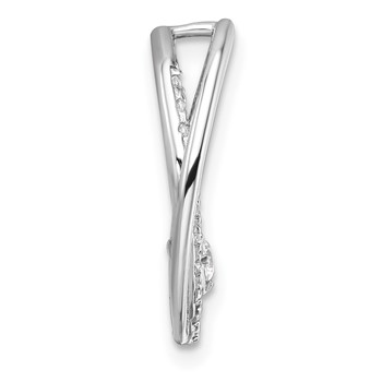 14K White Gold Polished 1/3 carat Diamond Double Oval Chain Slide — alternate view
