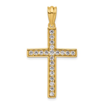 True Origin 14K Yellow Gold 3/4 carat Lab Grown Diamond VS+ F+ Complete Cross Pendant