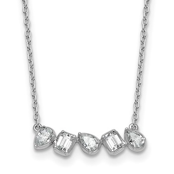 True Origin 14K White Gold 5/8 carat Lab Grown Diamond VS+ F+ 18 in Complete Fashion Bar Necklace
