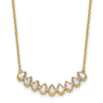 True Origin 14K Yellow Gold 1 carat Lab Grown Diamond VS+ F+ 18 in Complete Fashion Bar Necklace