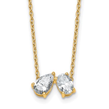 True Origin 14K Yellow Gold 1 1/2 carat Lab Grown Diamond VS+ F+ 18 in Complete Two Stone Necklace