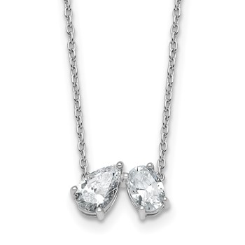 True Origin 14K White Gold 1 1/2 carat Lab Grown Diamond VS+ F+ 18 in Complete Two Stone Necklace