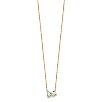 True Origin 14K Yellow Gold 1 3/4 carat Lab Grown Diamond VS+ F+ 18 in Complete Two Stone Necklace — alternate view