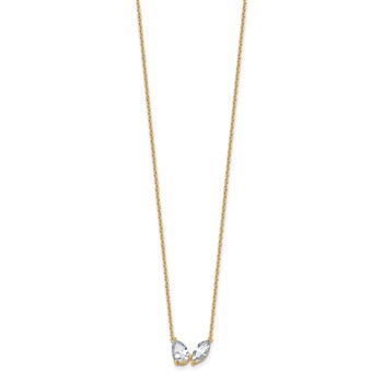 True Origin 14K Yellow Gold 1 5/8 carat Lab Grown Diamond VS+ F+ 18 in Complete Two Stone Necklace — alternate view