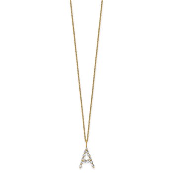 True Origin 14K Yellow Gold 3/8 carat Lab Grown Diamond VS+ F+ Complete Alphabet A Pendant Necklace — alternate view