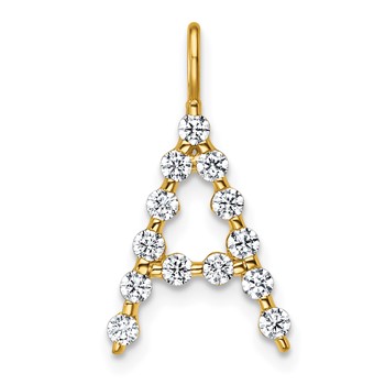 True Origin 14K Yellow Gold 3/8 carat Lab Grown Diamond VS+ F+ Complete Alphabet A Pendant