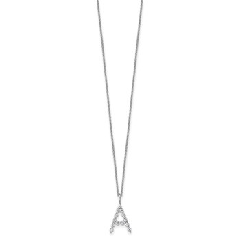 True Origin 14K White Gold 3/8 carat Lab Grown Diamond VS+ F+ Complete Alphabet A Pendant Necklace — alternate view