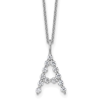 True Origin 14K White Gold 3/8 carat Lab Grown Diamond VS+ F+ Complete Alphabet A Pendant Necklace