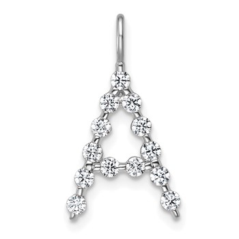True Origin 14K White Gold 3/8 carat Lab Grown Diamond VS+ F+ Complete Alphabet A Pendant