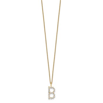 True Origin 14K Yellow Gold 1/2 carat Lab Grown Diamond VS+ F+ Complete Alphabet B Pendant Necklace — alternate view