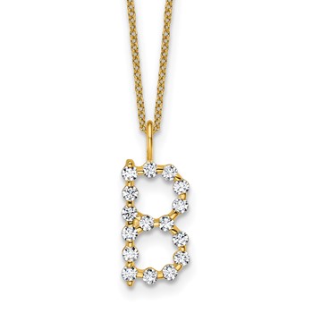 True Origin 14K Yellow Gold 1/2 carat Lab Grown Diamond VS+ F+ Complete Alphabet B Pendant Necklace