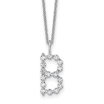 True Origin 14K White Gold 1/2 carat Lab Grown Diamond VS+ F+ Complete Alphabet B Pendant Necklace