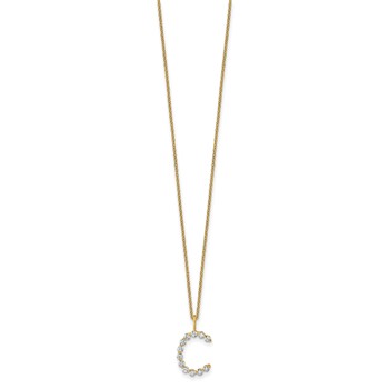 True Origin 14K Yellow Gold 3/8 carat Lab Grown Diamond VS+ F+ Complete Alphabet C Pendant Necklace — alternate view