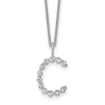 True Origin 14K White Gold 3/8 carat Lab Grown Diamond VS+ F+ Complete Alphabet C Pendant Necklace
