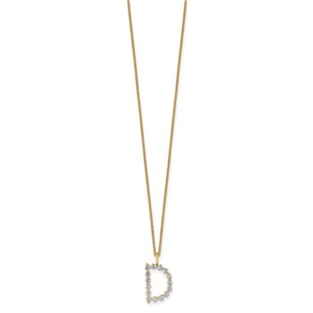 True Origin 14K Yellow Gold 1/2 carat Lab Grown Diamond VS+ F+ Complete Alphabet D Pendant Necklace — alternate view