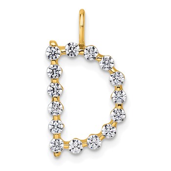 True Origin 14K Yellow Gold 1/2 carat Lab Grown Diamond VS+ F+ Complete Alphabet D Pendant