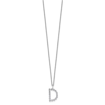 True Origin 14K White Gold 1/2 carat Lab Grown Diamond VS+ F+ Complete Alphabet D Pendant Necklace — alternate view