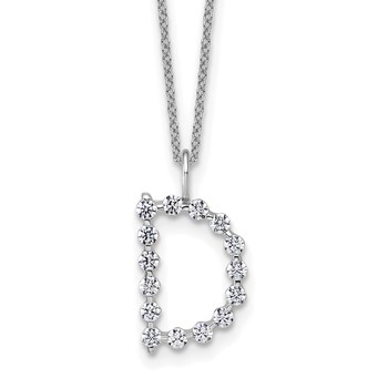 True Origin 14K White Gold 1/2 carat Lab Grown Diamond VS+ F+ Complete Alphabet D Pendant Necklace