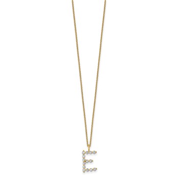 True Origin 14K Yellow Gold 1/2 carat Lab Grown Diamond VS+ F+ Complete Alphabet E Pendant Necklace — alternate view