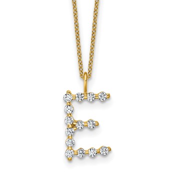 True Origin 14K Yellow Gold 1/2 carat Lab Grown Diamond VS+ F+ Complete Alphabet E Pendant Necklace