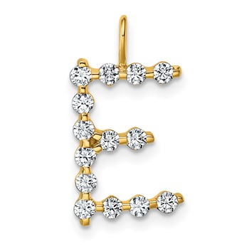True Origin 14K Yellow Gold 1/2 carat Lab Grown Diamond VS+ F+ Complete Alphabet E Pendant