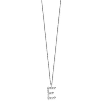 True Origin 14K White Gold 1/2 carat Lab Grown Diamond VS+ F+ Complete Alphabet E Pendant Necklace — alternate view