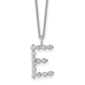 True Origin 14K White Gold 1/2 carat Lab Grown Diamond VS+ F+ Complete Alphabet E Pendant Necklace