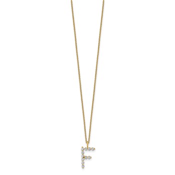 True Origin 14K Yellow Gold 3/8 carat Lab Grown Diamond VS+ F+ Complete Alphabet F Pendant Necklace — alternate view
