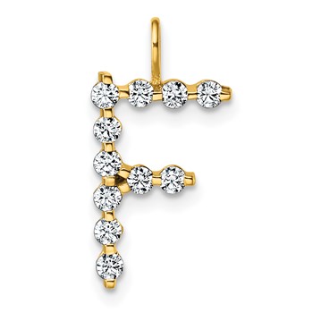True Origin 14K Yellow Gold 3/8 carat Lab Grown Diamond VS+ F+ Complete Alphabet F Pendant