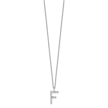 True Origin 14K White Gold 3/8 carat Lab Grown Diamond VS+ F+ Complete Alphabet F Pendant Necklace — alternate view