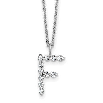 True Origin 14K White Gold 3/8 carat Lab Grown Diamond VS+ F+ Complete Alphabet F Pendant Necklace