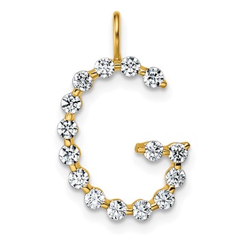 True Origin 14K Yellow Gold 1/2 carat Lab Grown Diamond VS+ F+ Complete Alphabet G Pendant