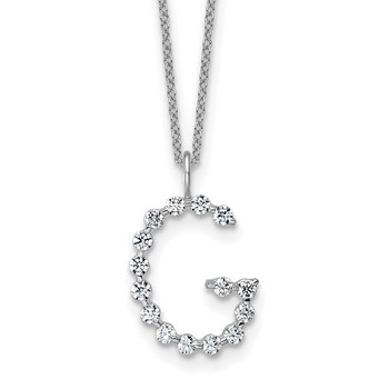 True Origin 14K White Gold 1/2 carat Lab Grown Diamond VS+ F+ Complete Alphabet G Pendant Necklace