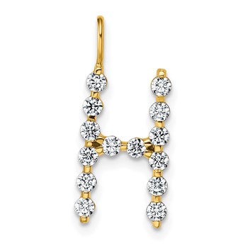 True Origin 14K Yellow Gold 1/2 carat Lab Grown Diamond VS+ F+ Complete Alphabet H Pendant