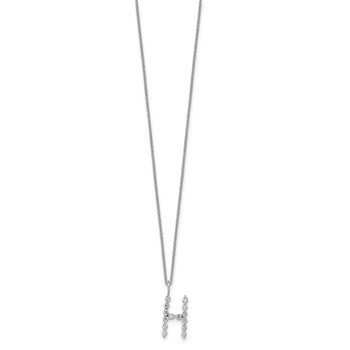 True Origin 14K White Gold 1/2 carat Lab Grown Diamond VS+ F+ Complete Alphabet H Pendant Necklace — alternate view