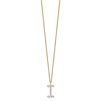 True Origin 14K Yellow Gold 1/3 carat Lab Grown Diamond VS+ F+ Complete Alphabet I Pendant Necklace — alternate view