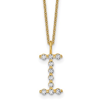 True Origin 14K Yellow Gold 1/3 carat Lab Grown Diamond VS+ F+ Complete Alphabet I Pendant Necklace