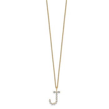 True Origin 14K Yellow Gold 3/8 carat Lab Grown Diamond VS+ F+ Complete Alphabet J Pendant Necklace — alternate view