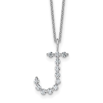 True Origin 14K White Gold 3/8 carat Lab Grown Diamond VS+ F+ Complete Alphabet J Pendant Necklace