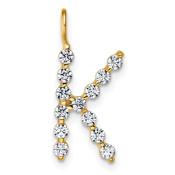 True Origin 14K Yellow Gold 3/8 carat Lab Grown Diamond VS+ F+ Complete Alphabet K Pendant