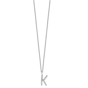 True Origin 14K White Gold 3/8 carat Lab Grown Diamond VS+ F+ Complete Alphabet K Pendant Necklace — alternate view
