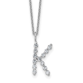 True Origin 14K White Gold 3/8 carat Lab Grown Diamond VS+ F+ Complete Alphabet K Pendant Necklace