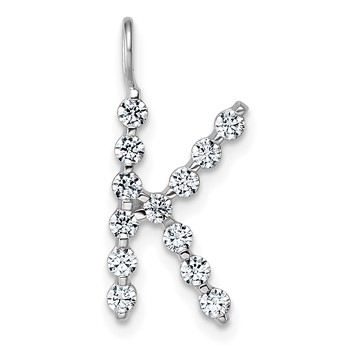 True Origin 14K White Gold 3/8 carat Lab Grown Diamond VS+ F+ Complete Alphabet K Pendant