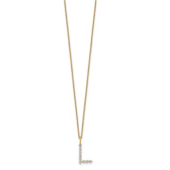 True Origin 14K Yellow Gold 1/3 carat Lab Grown Diamond VS+ F+ Complete Alphabet L Pendant Necklace — alternate view