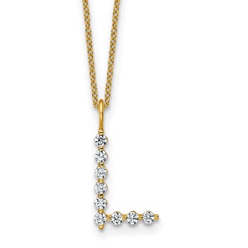 True Origin 14K Yellow Gold 1/3 carat Lab Grown Diamond VS+ F+ Complete Alphabet L Pendant Necklace