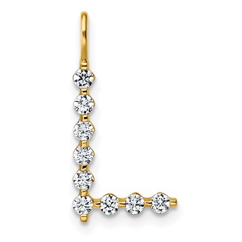 True Origin 14K Yellow Gold 1/3 carat Lab Grown Diamond VS+ F+ Complete Alphabet L Pendant