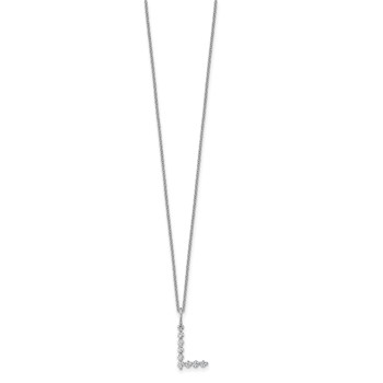 True Origin 14K White Gold 1/3 carat Lab Grown Diamond VS+ F+ Complete Alphabet L Pendant Necklace — alternate view