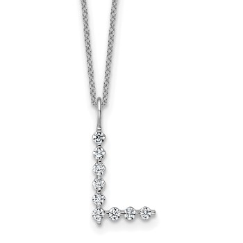True Origin 14K White Gold 1/3 carat Lab Grown Diamond VS+ F+ Complete Alphabet L Pendant Necklace