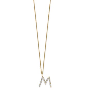 True Origin 14K Yellow Gold 5/8 carat Lab Grown Diamond VS+ F+ Complete Alphabet M Pendant Necklace — alternate view